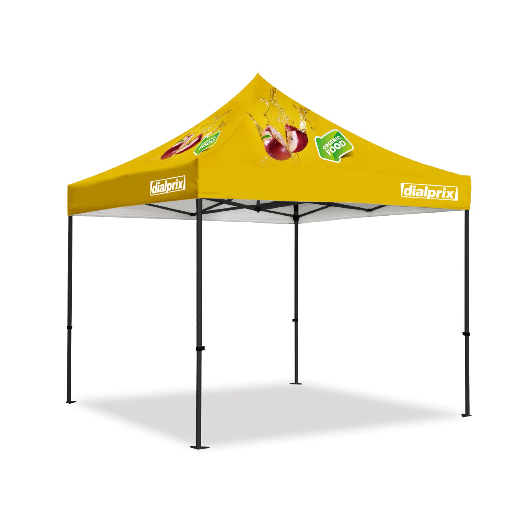 Deluxe Pop-Up Tent Kit With Black Steel Frame (30mm post, 1.2mm gauge)  Dye Sublimation on Canopy - 10x10ft